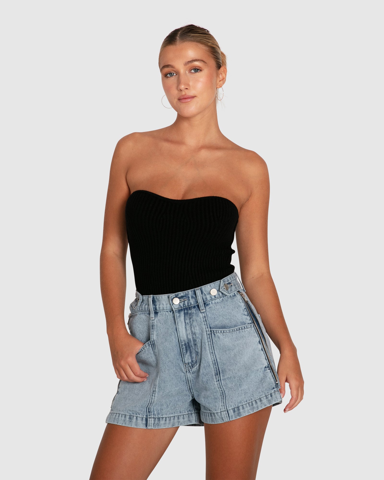 Image of Bring The Heat Denim Shorts - Stonewash