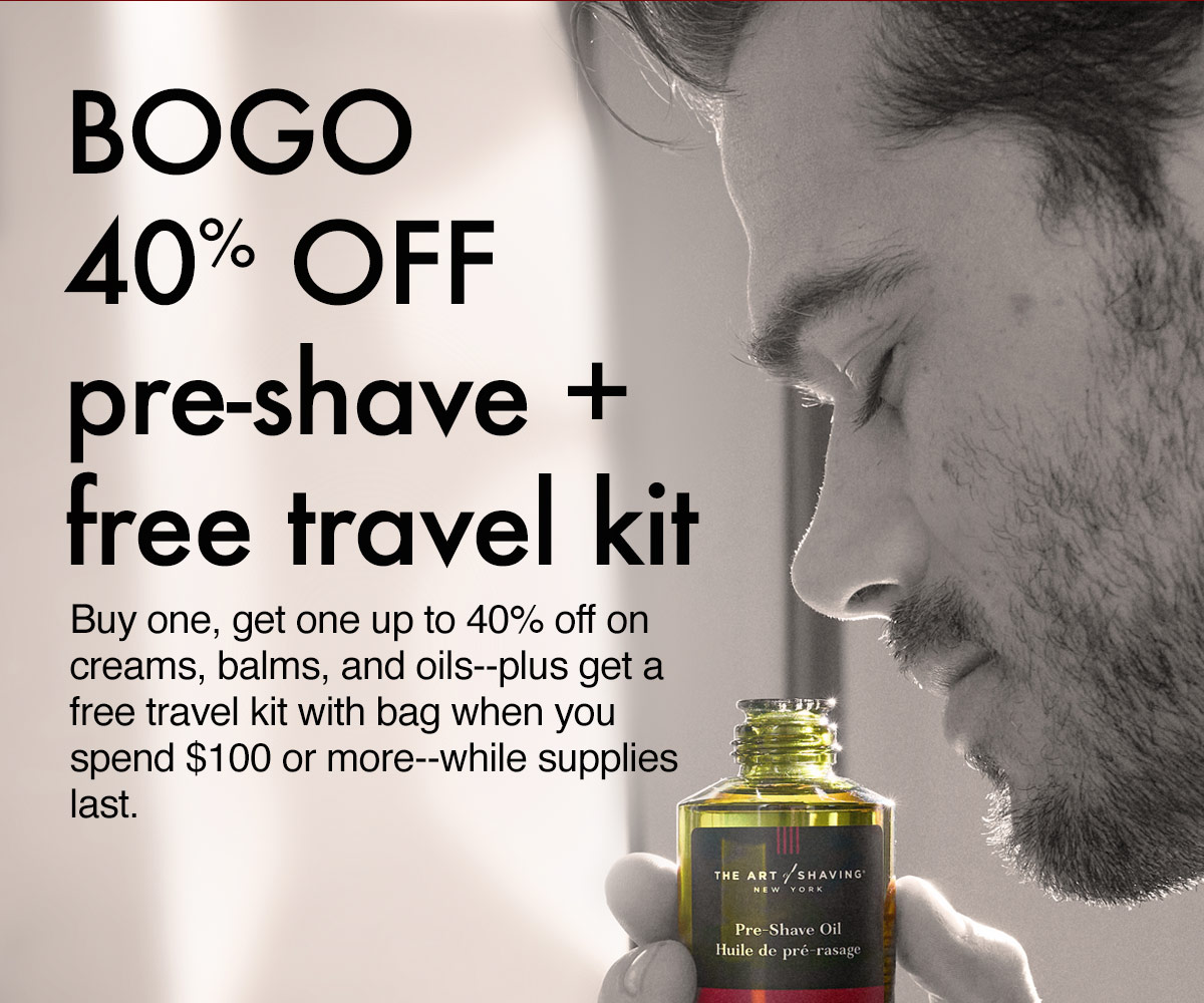 Alt Text: BOGO 20% Off Shaving Creams