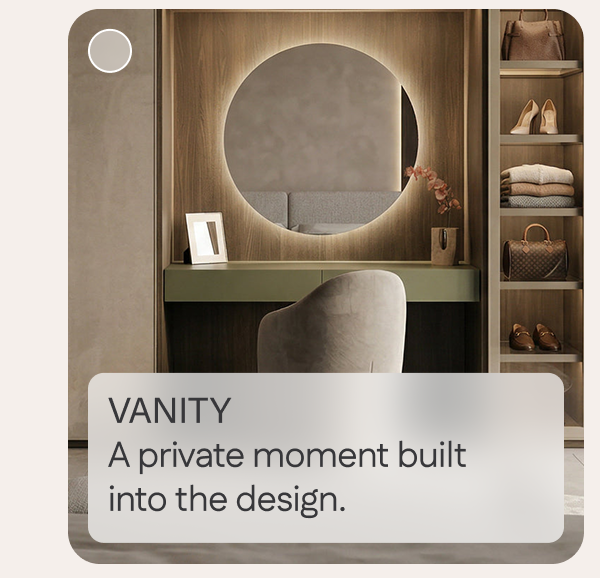 Vanity: A private moment built into the design.