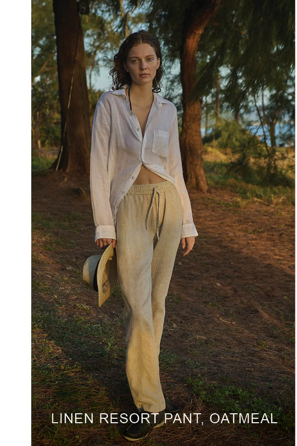 Shop Linen Resort Pant, Oatmeal online and instore at Rodd & Gunn