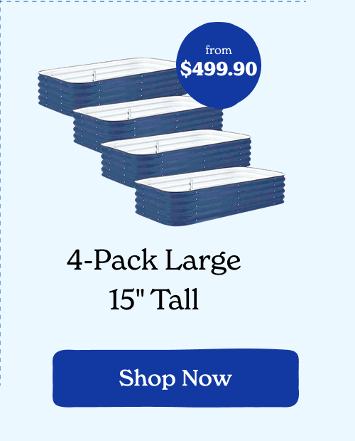 4-Pack Medium Modular Metal Raised Garden Bed Kit - 15” Tall