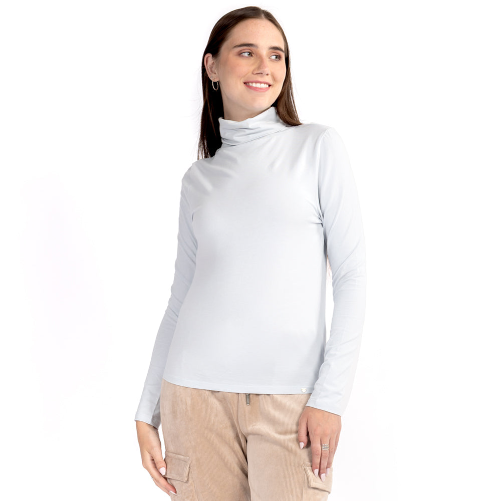 Playera Slim Fit Cuello Alto-AZUL CIELO / M