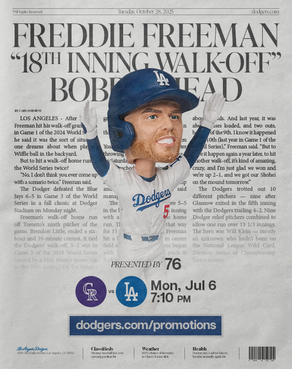 Freddie Bobblehead - July 6