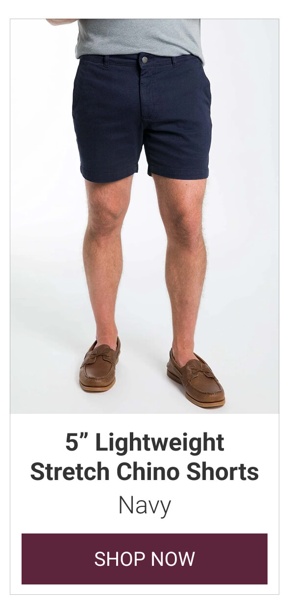 Navy 5" Lightweight Stretch Chino Shorts