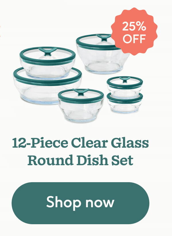 12-Piece Clear Glass Round Dish Set