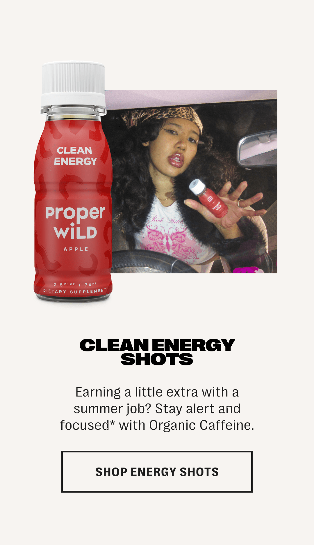 clean energy shots - earning a little extra with a summer job? stay alert and focused* with organic caffeine. - shop energy shots