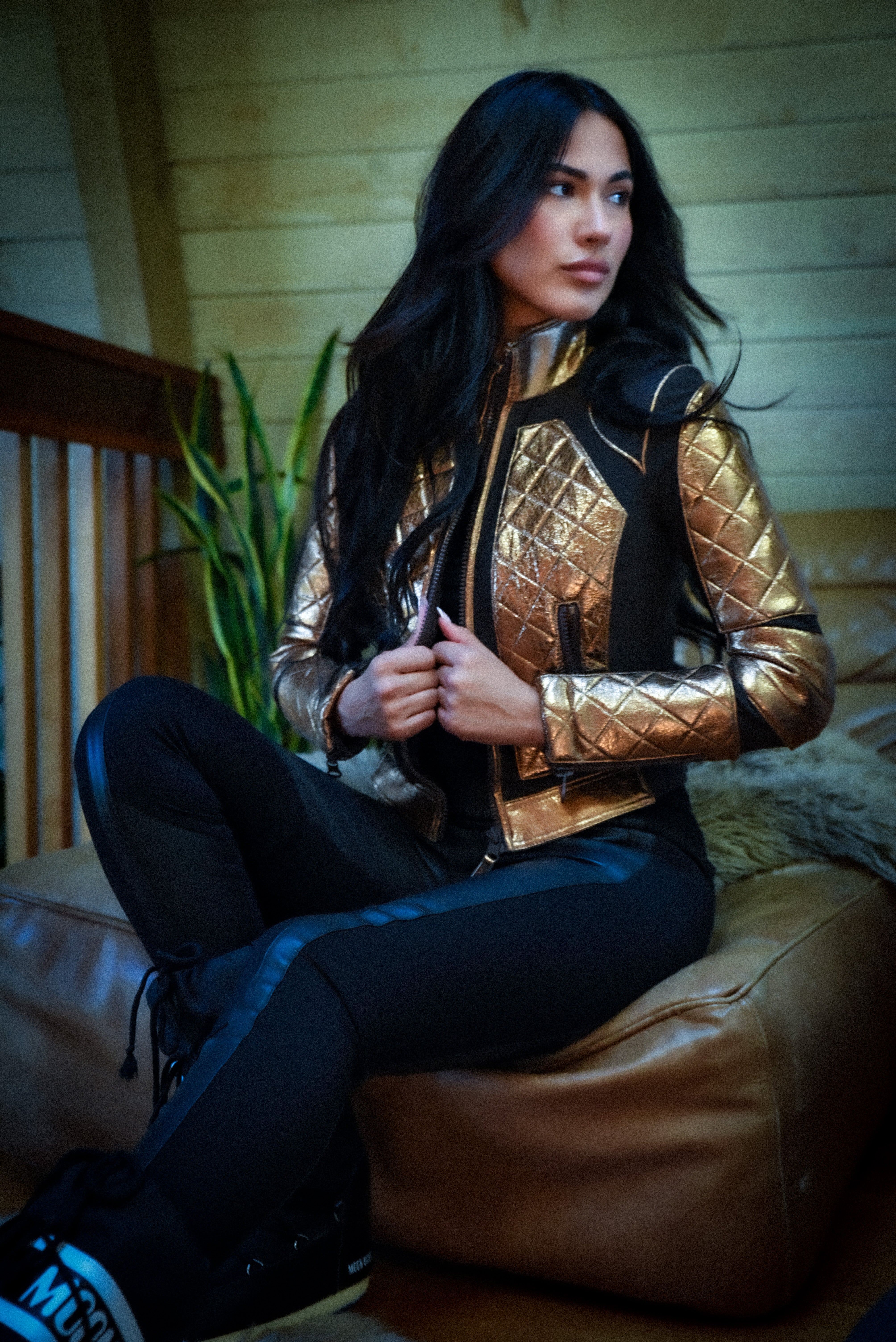 Image of Metallic Moto Mesh Jacket - Copper/Brown