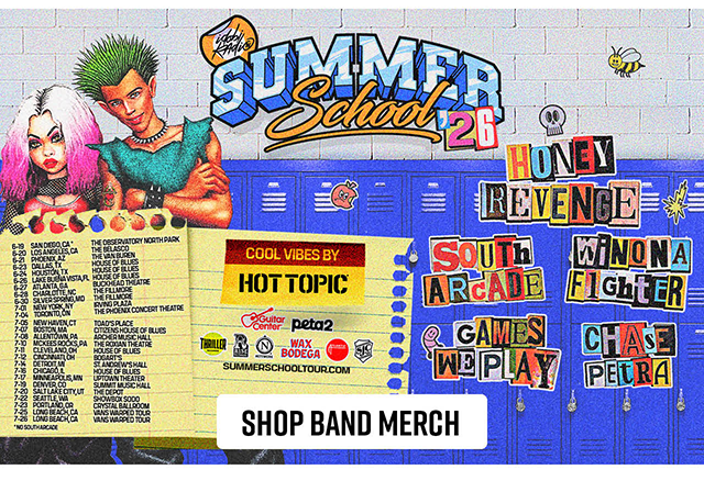 HT and Summer School 2026 tour. Shop band merch.