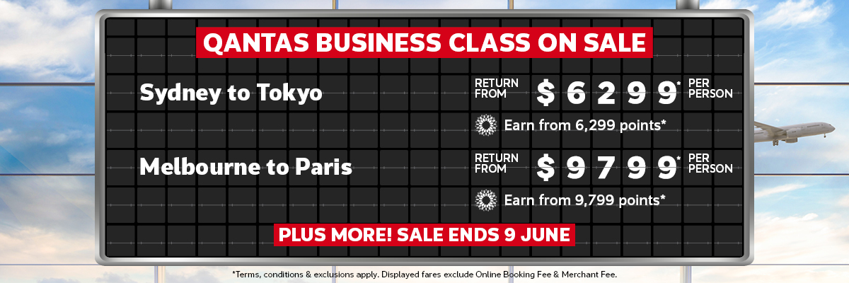 QANTAS BUSINESS CLASS ON SALE