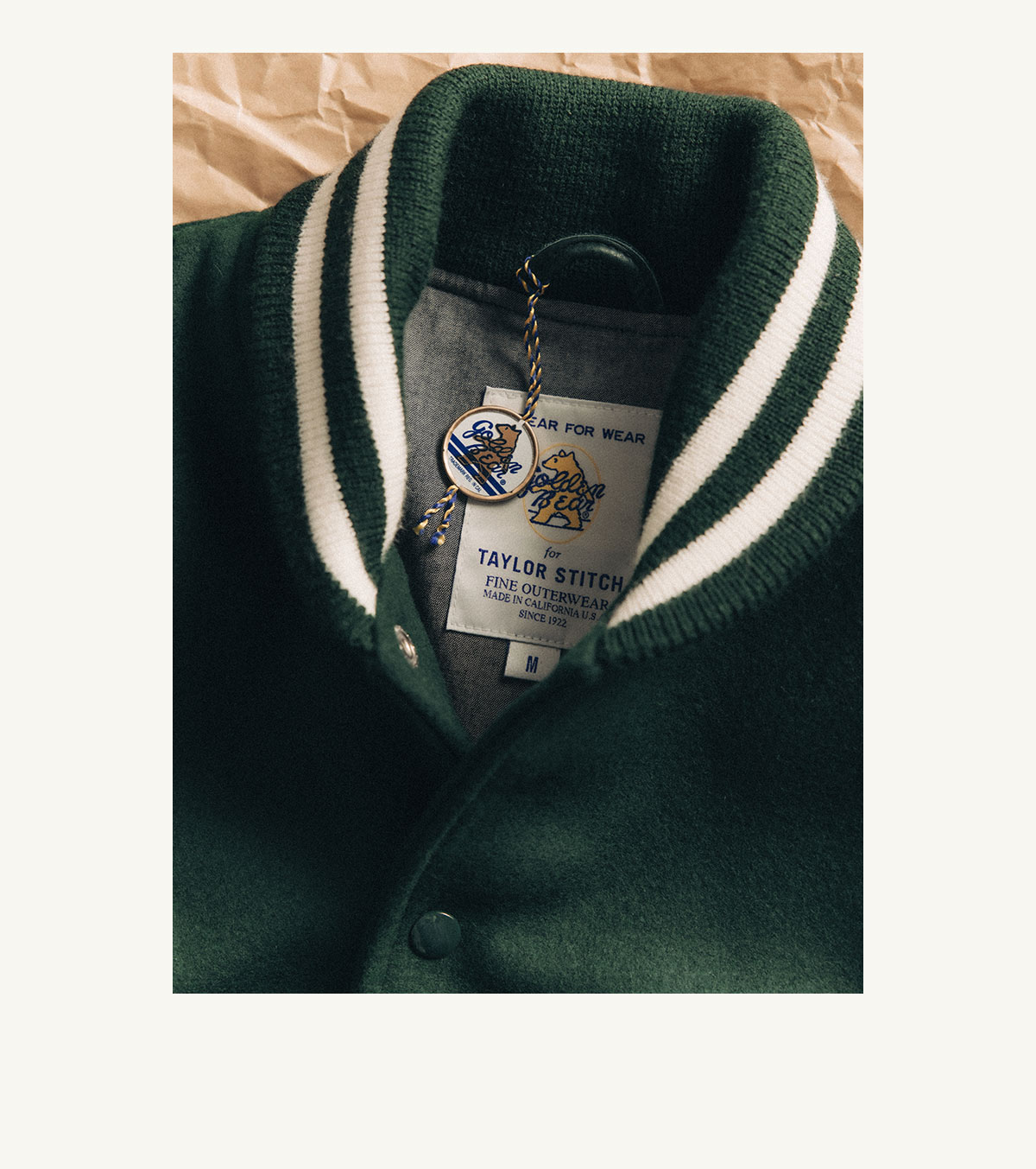 Interior Photo of The Golden Bear Snap Bomber in Ivy Wool | Taylor Stitch