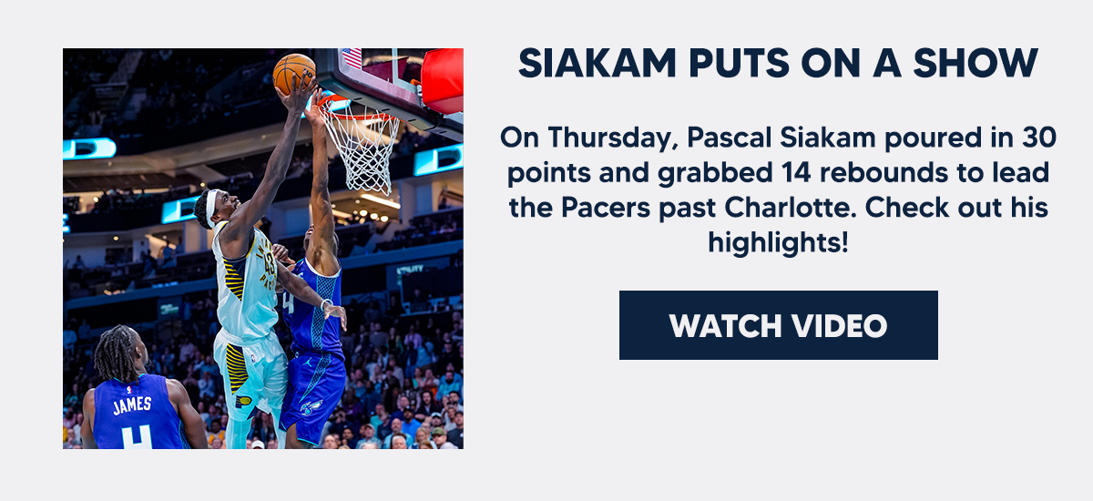 On Thursday, Pascal Siakam poured in 30 points and grabbed 14 rebounds to lead the Pacers past Charlotte. Check out his highlights!