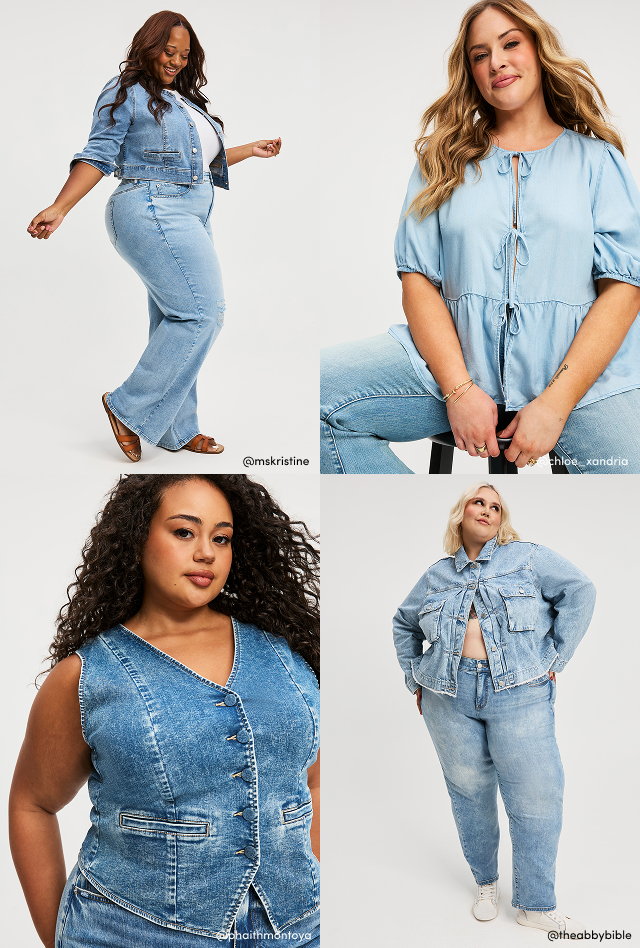 Grid of Influencers wearing denim | @mskristine | @phaithmontoya | @chloe_xandria | @theabbybible