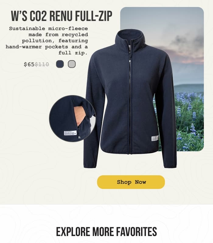 Studio photo of the women's CO2 Renu Full-Zip Fleece. Shop Now.