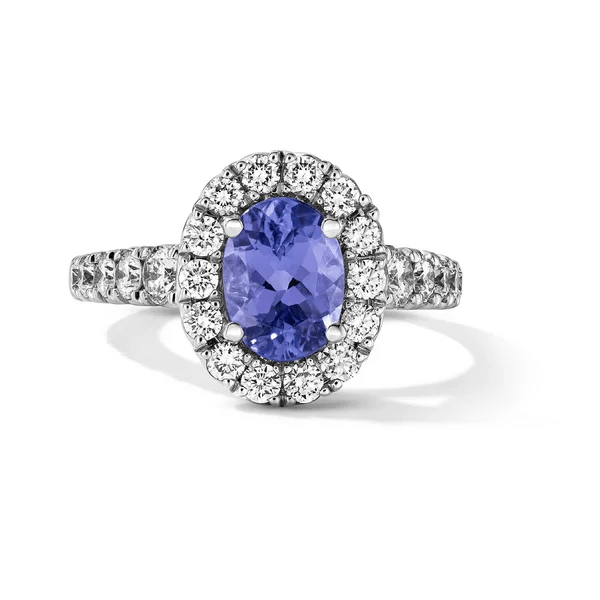 Oval Tanzanite & Diamond Engagement ring