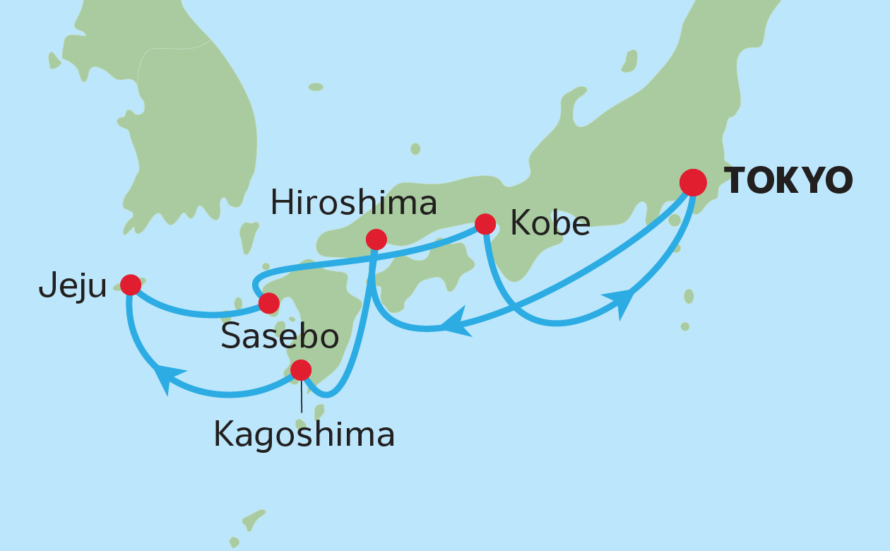 FLY, STAY & CRUISE<br>JAPAN CHERRY BLOSSOMS MAP