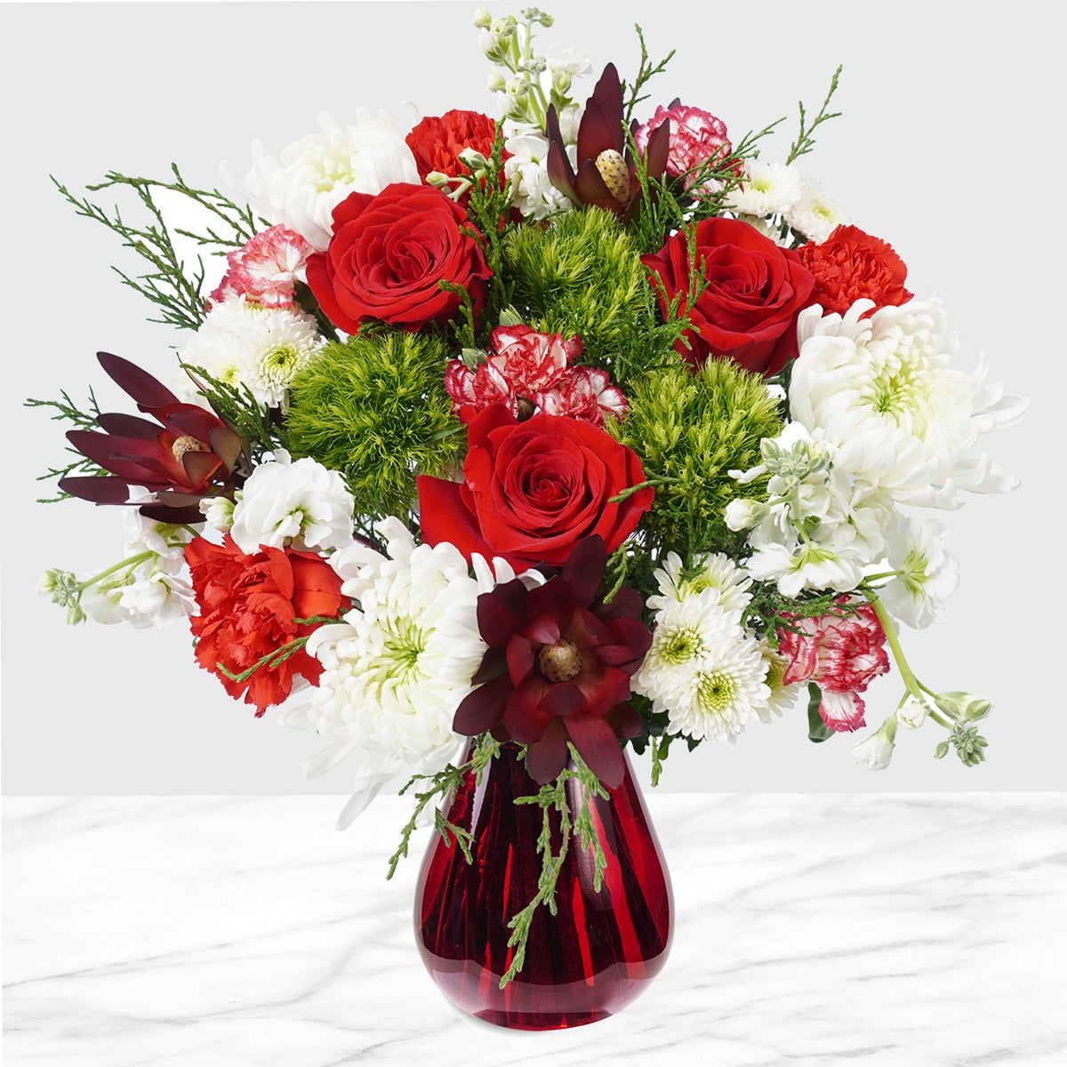 Shades of Christmas Fresh Cut Floral Arrangement, 30-Stems