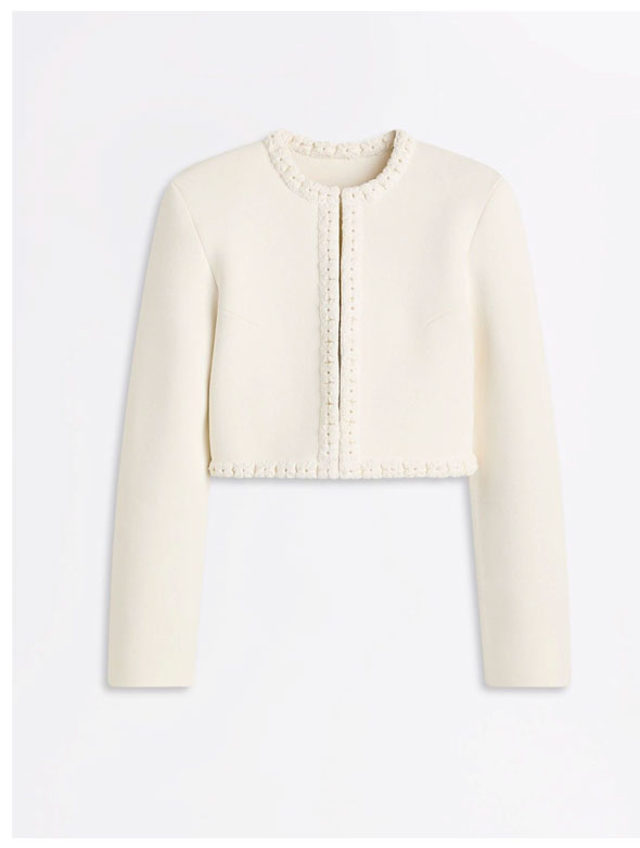 Crepe Knit Daisy Jacket Cream