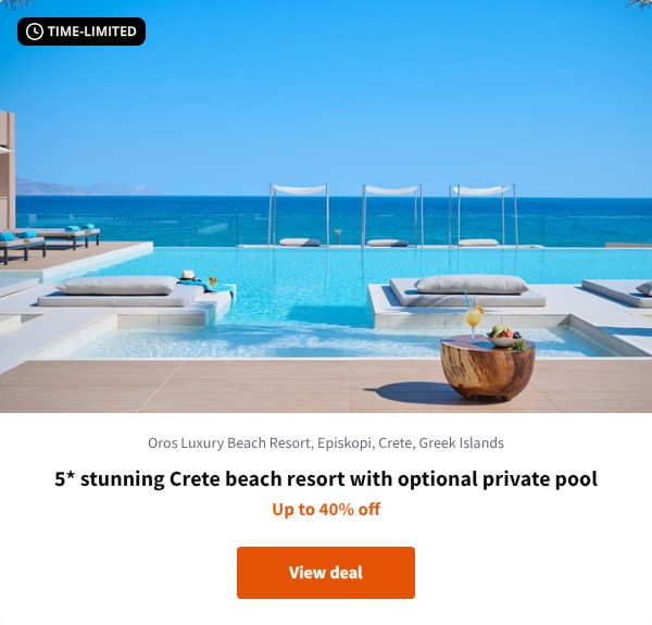 5* stunning Crete beach resort with optional private pool