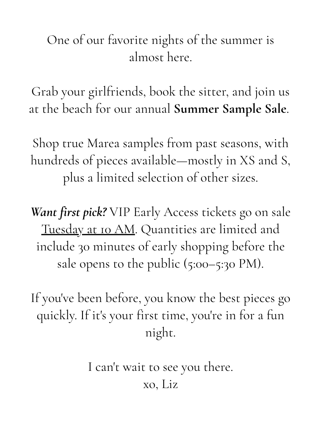 Sample Sale