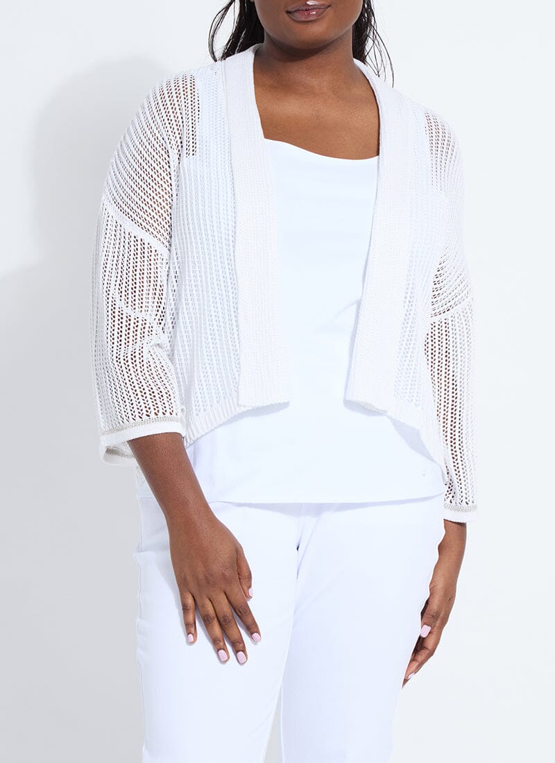Image of Elera Linen Mesh Cardigan Curvy