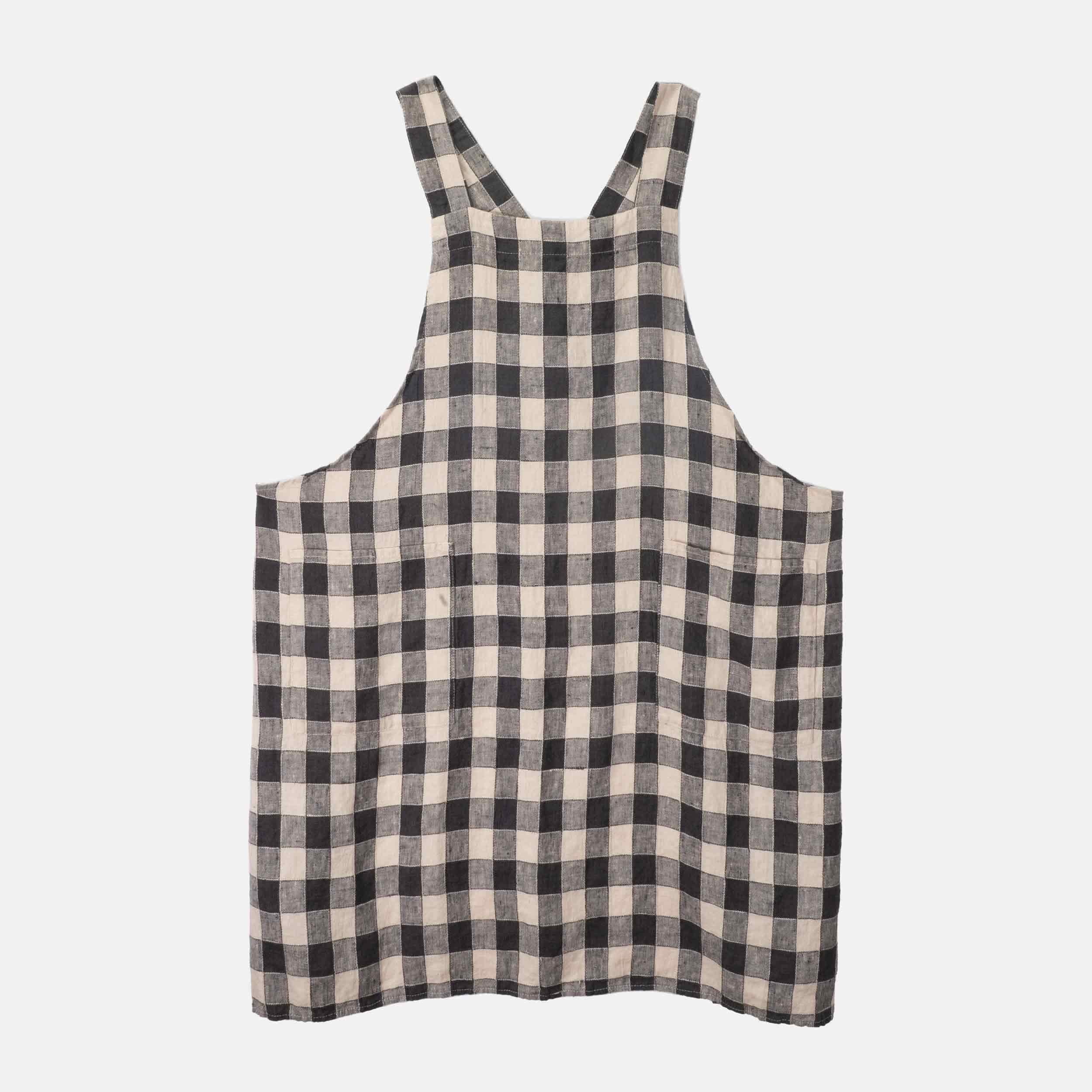 Image of French Linen Apron in Black/ Cream Gingham