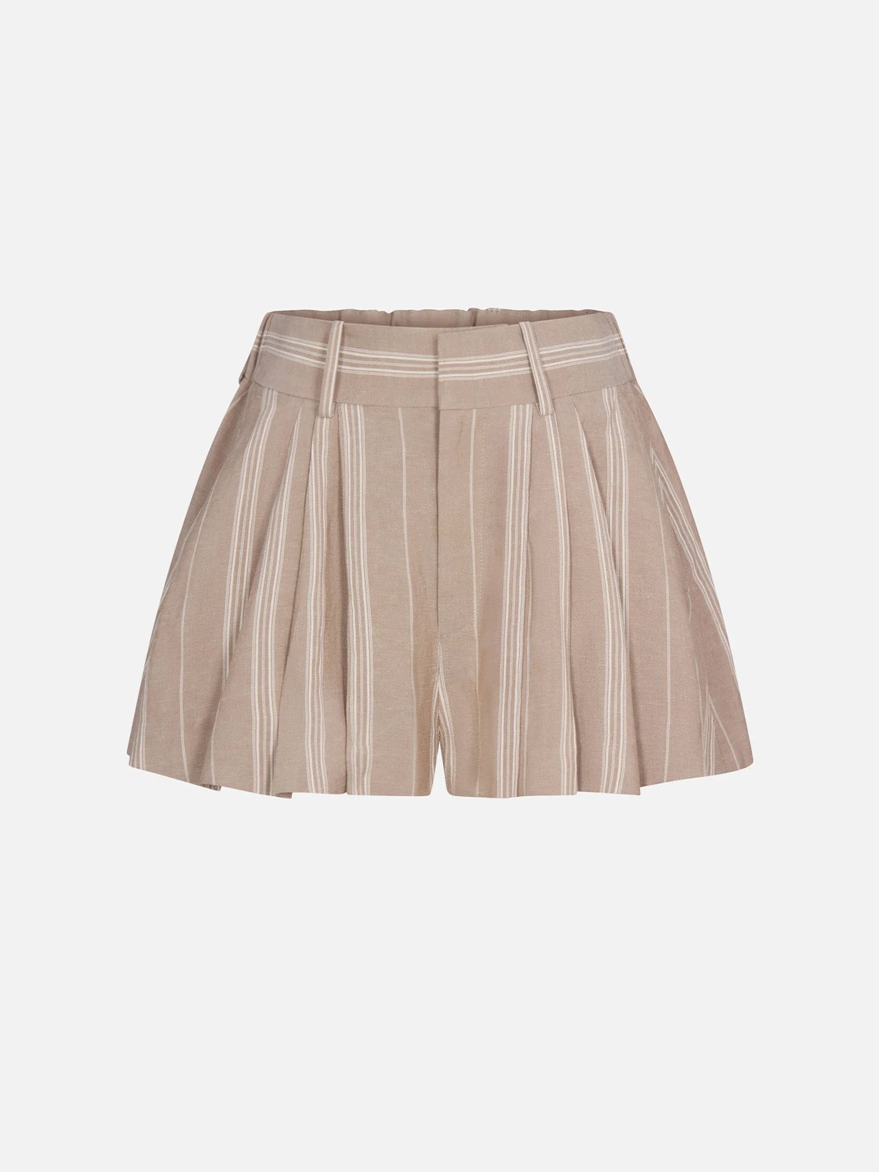 THE LINEN REFRACT SHORT IN LIGHT CAMEL STRIPE