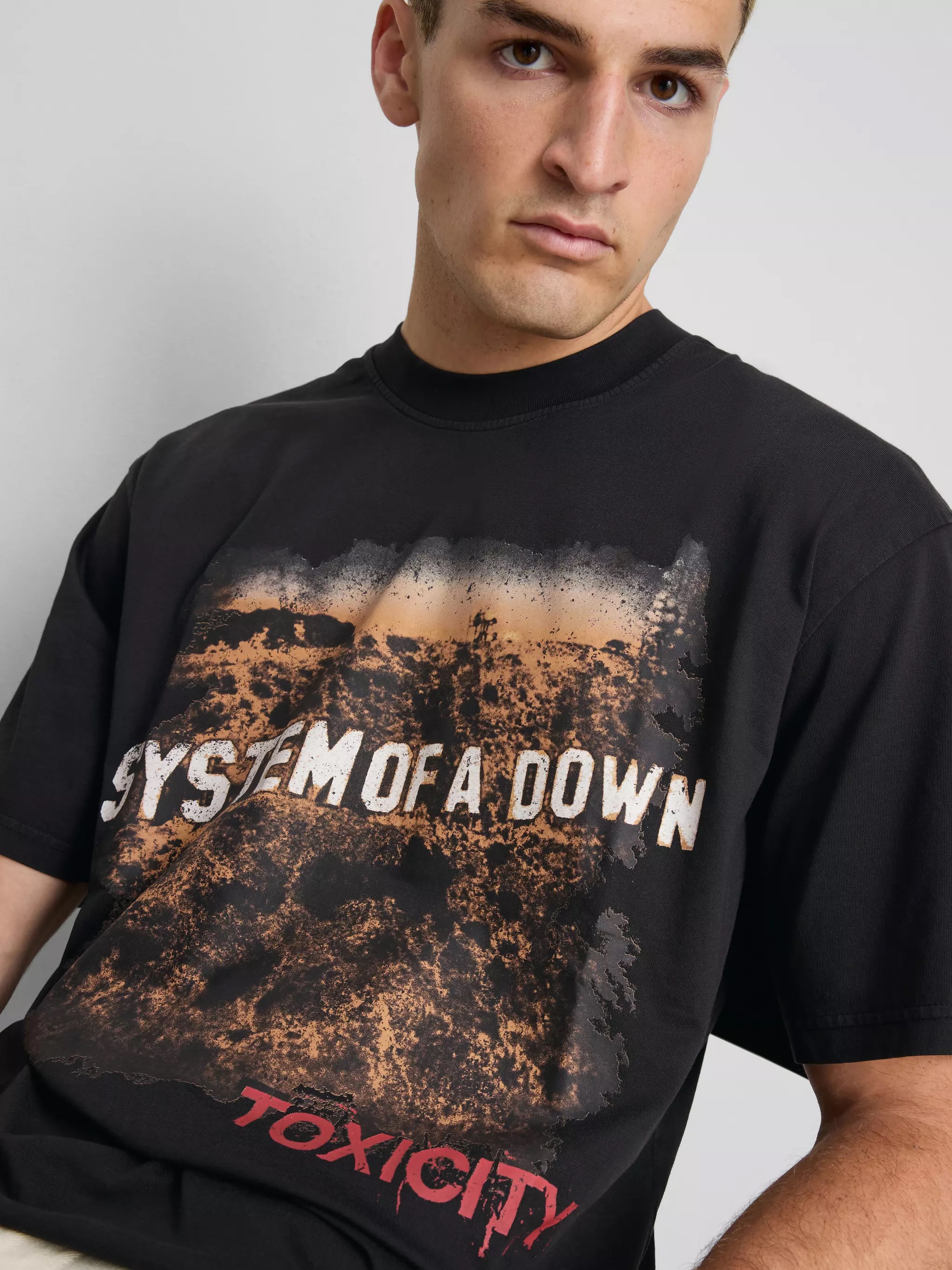 Man wearing a System Of A Down Toxicity T-Shirt