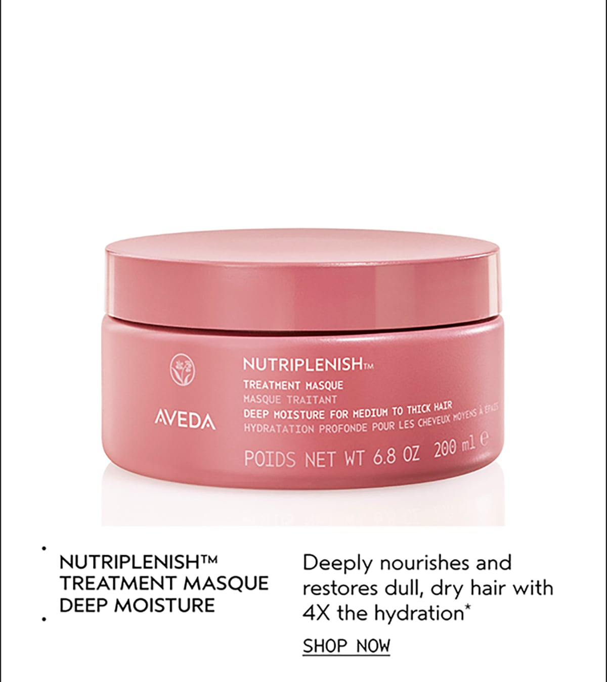 NUTRIPLENISH™ TREATMENT MASQUE DEEP MOISTURE | Deeply nourishes and restores dull, dry hair with 4X the hydration* | SHOP NOW