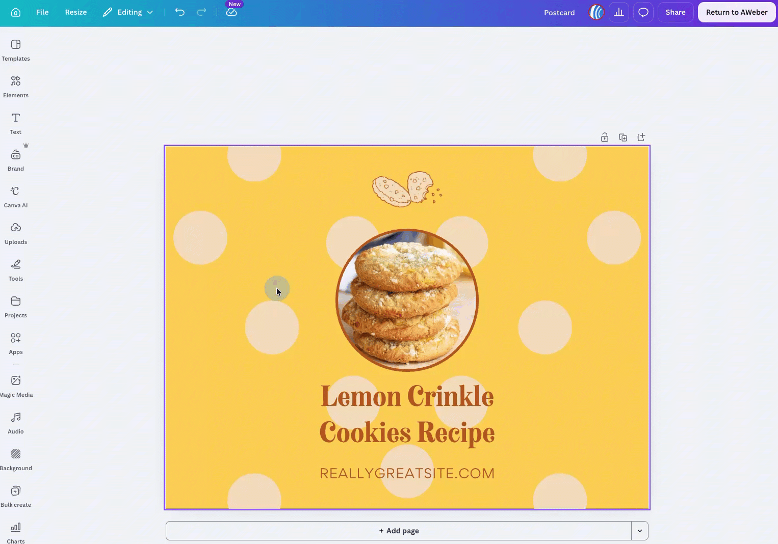 GIF showing how to return to AWeber from Canva