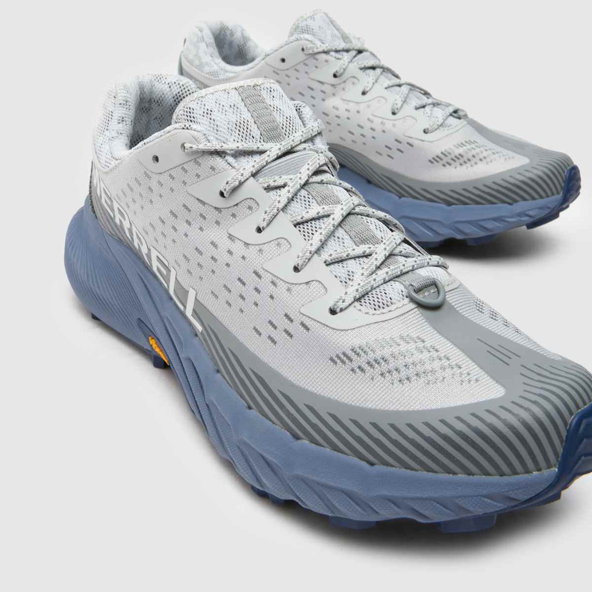 An image of grey Merrell trainers