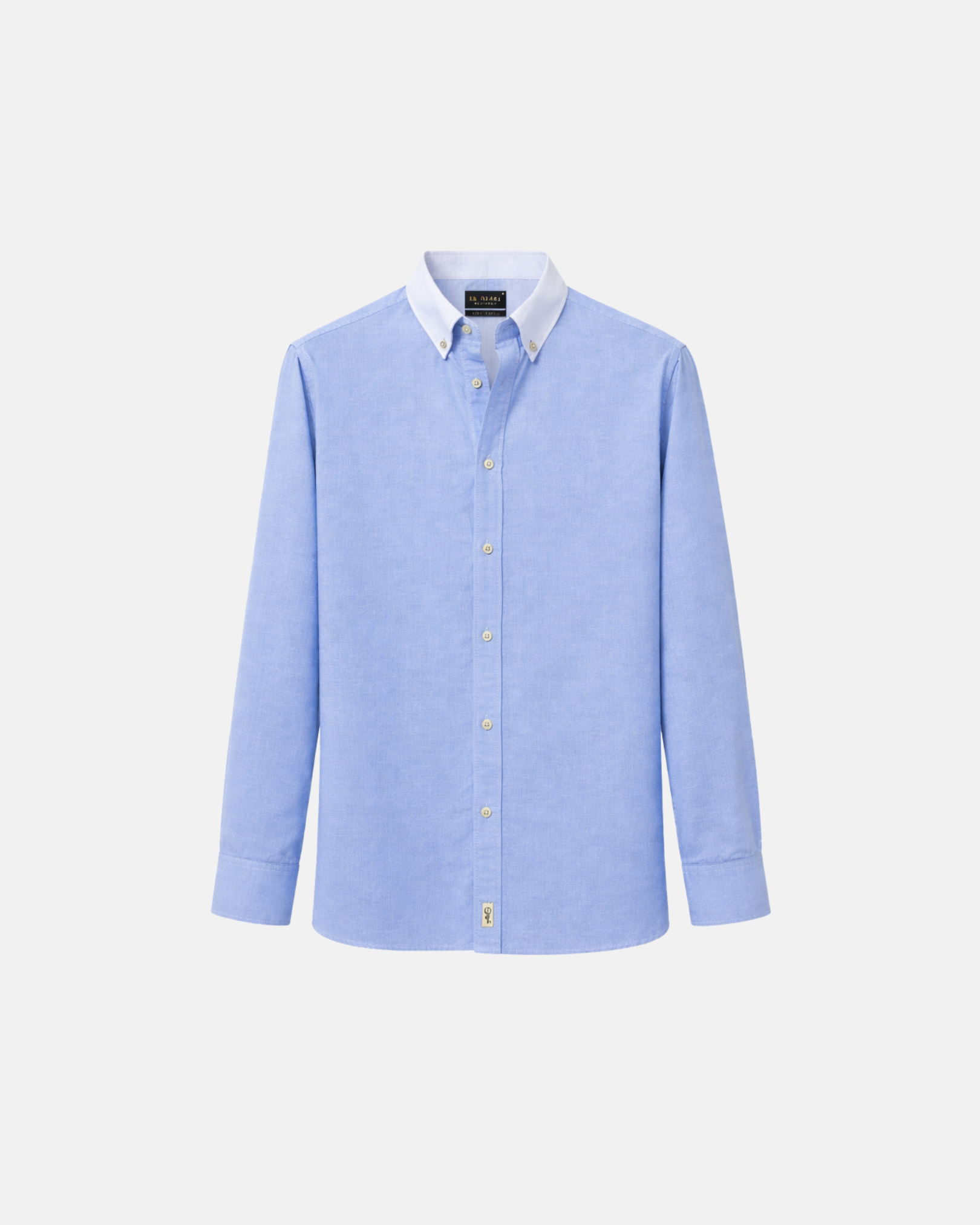 Image of 'Le Original' Blue Contrast Collar Oxford Shirt