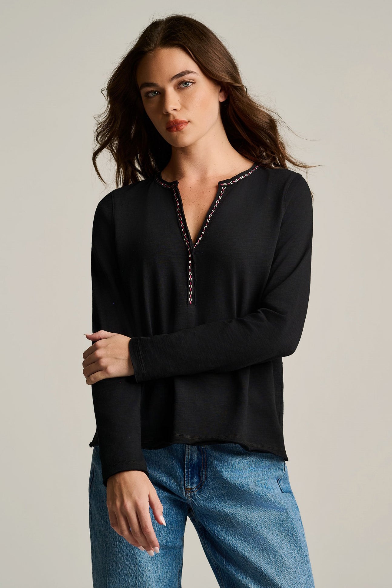 Image of SNAPPY STITCH COTTON T-SHIRT