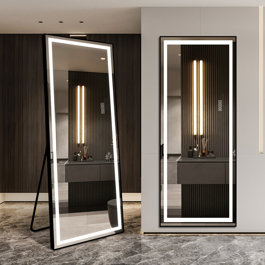 65"x24" LED Full Length Mirror with 3 Color Dimmable Lights Frameless Explosion-Proof Wall & Floor Standing
