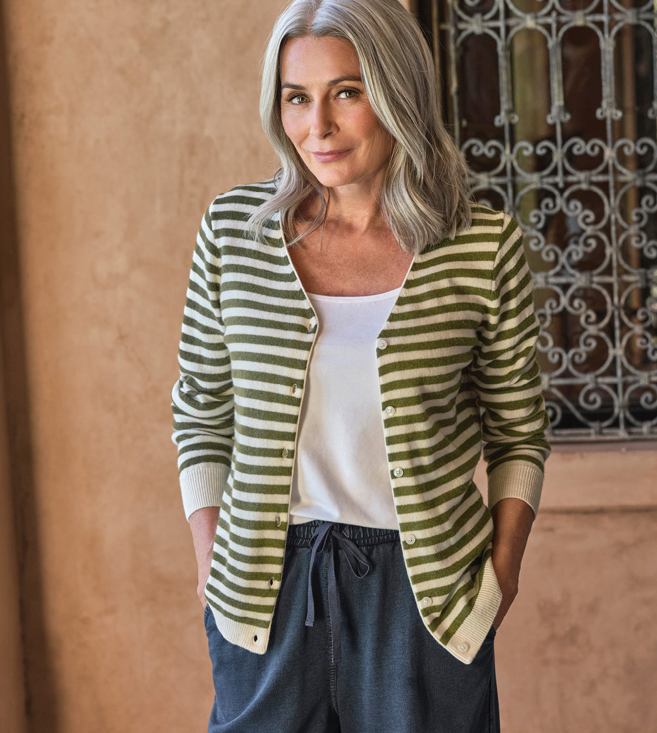 Cashmere Merino Classic V Neck Cardigan