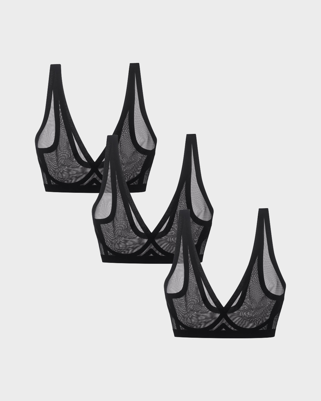 Image of Black Sheer Bra 3-Pack