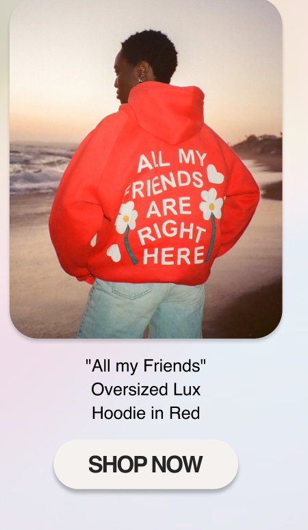 "All my Friends" Oversized Lux Hoodie in Red