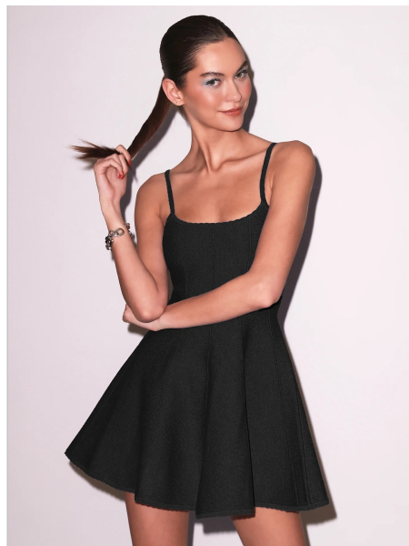 Flared Corset Dress In Black