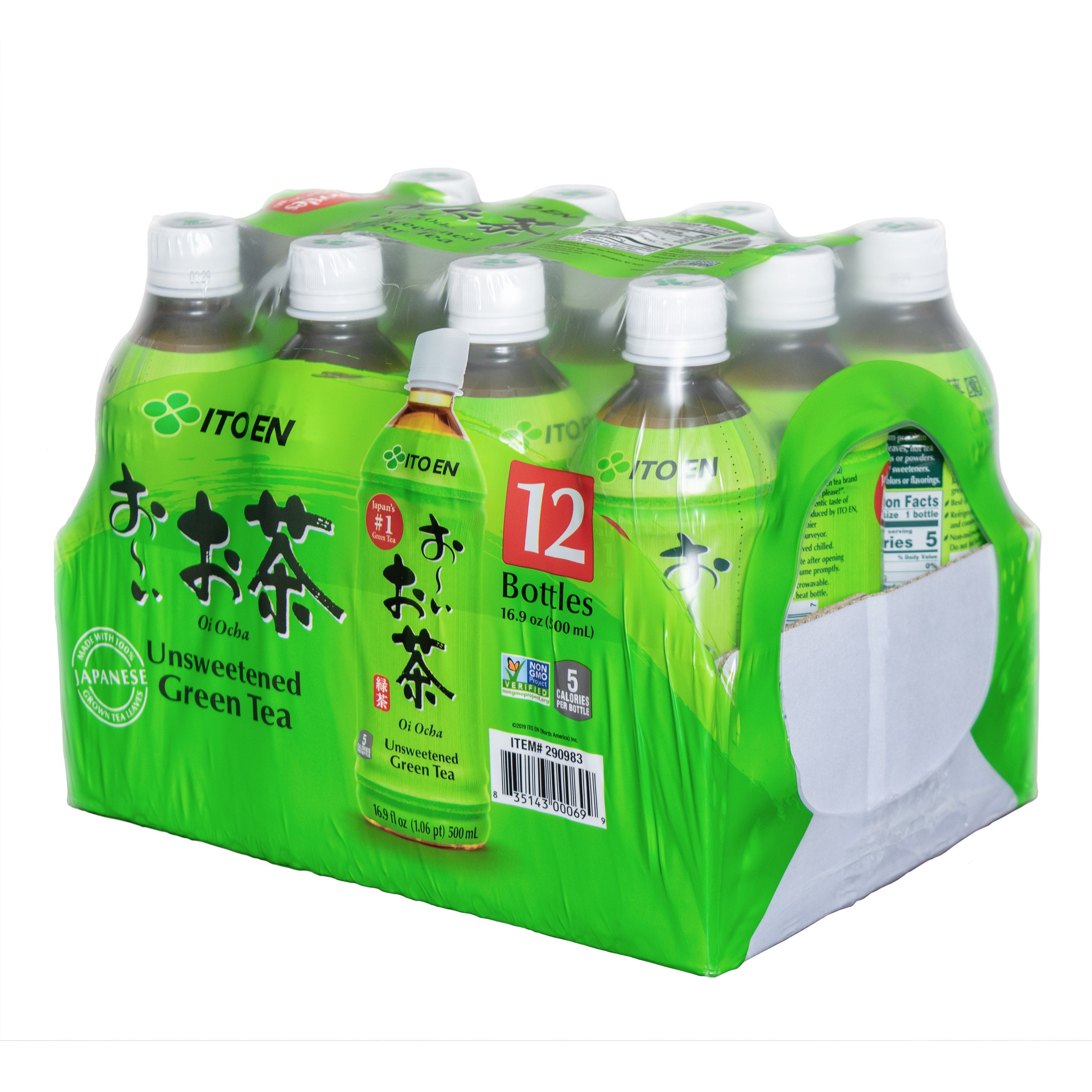 Ito En Oi Ocha Unsweetened Green Tea, 16.9 fl oz, 12-Count