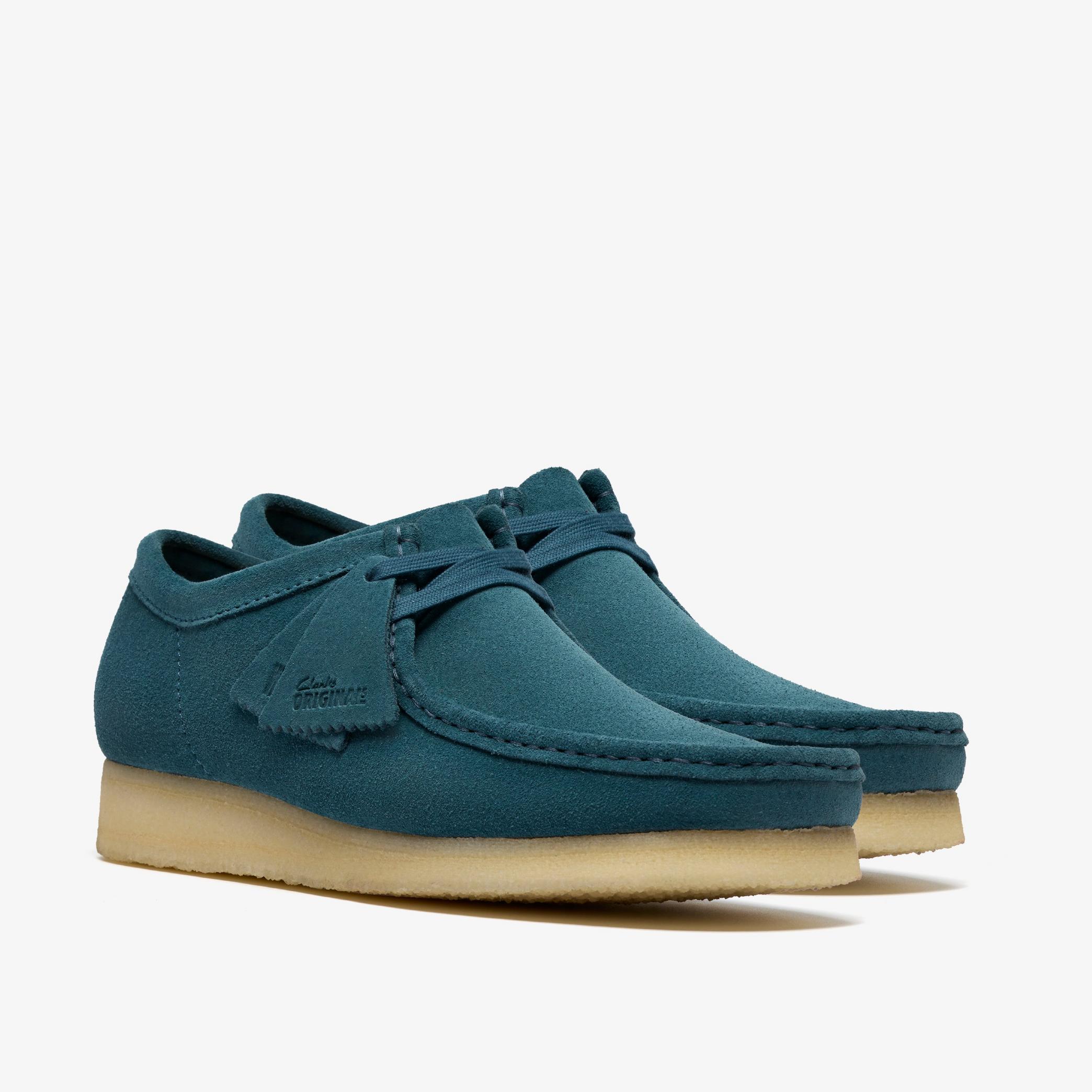 Shop Wallabee Mid Blue Suede