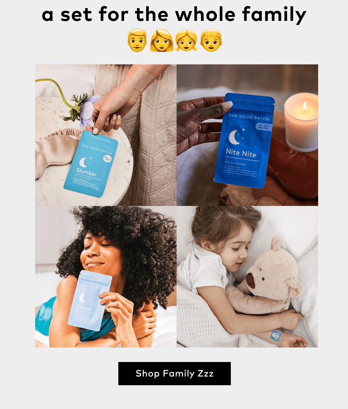 a bundle of sleep patches for the whole family
