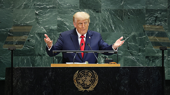 Donald Trump speaks at the UN.