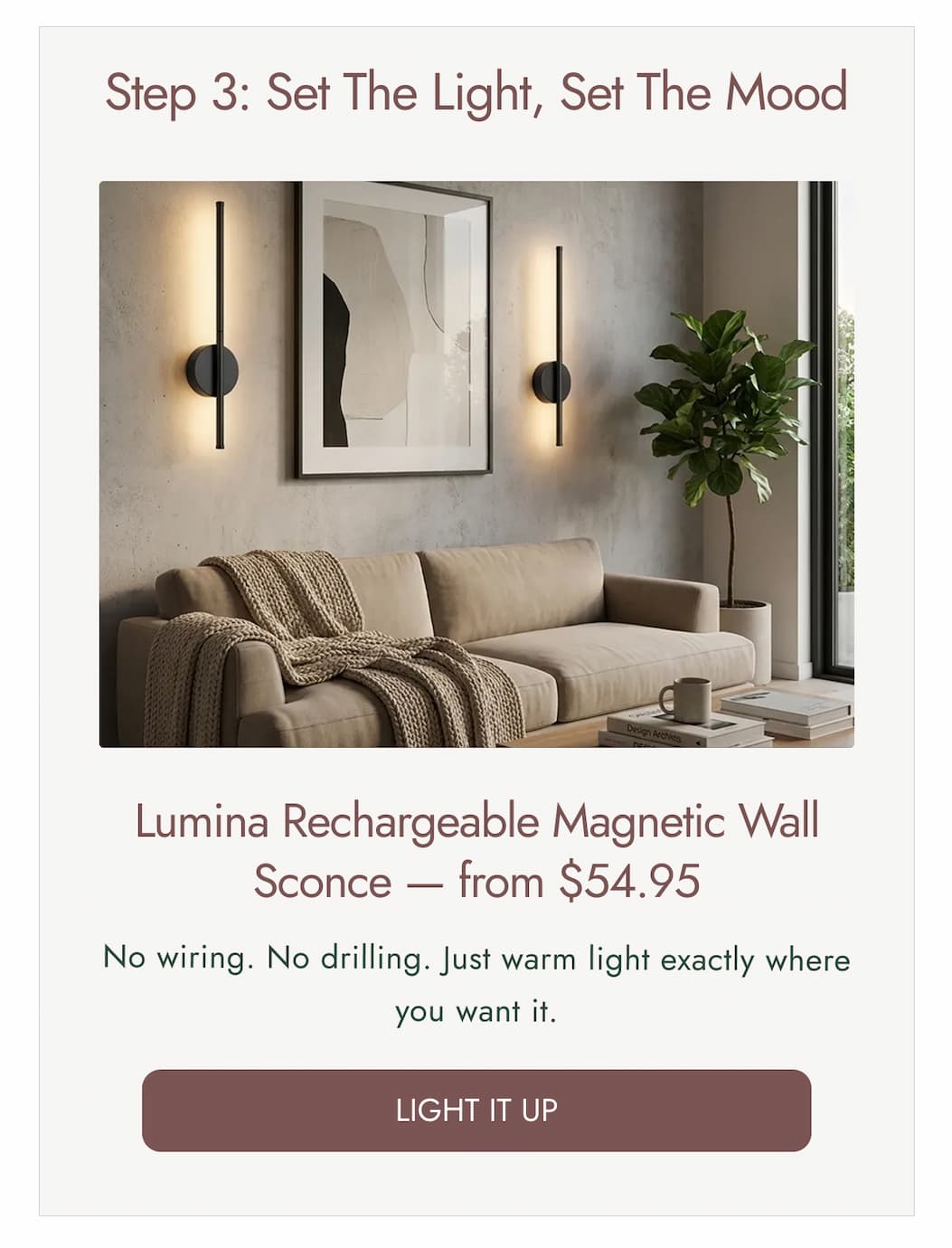 Lumina Rechargeable Magnetic Wall Sconce — from $54.95