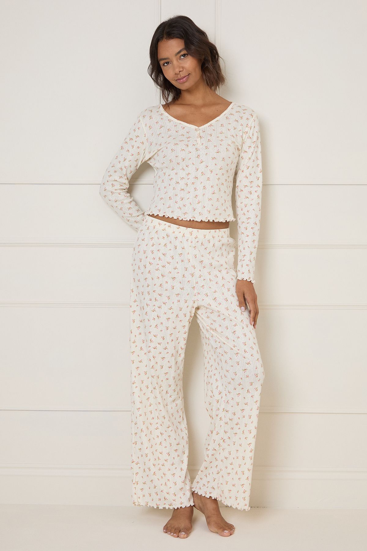 Floral Pointelle Jersey Pyjama Set