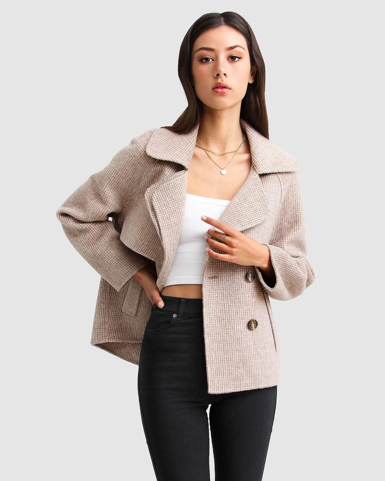 Image of I'm Yours Wool Blend Peacoat - Beige