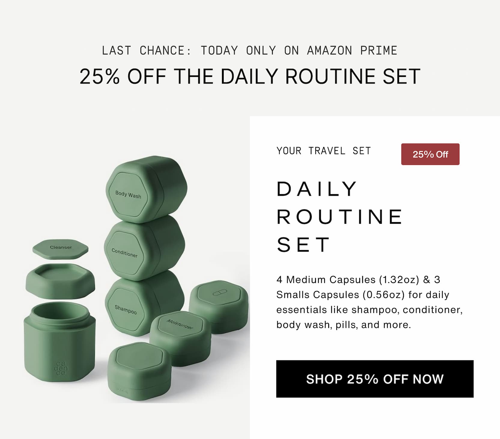 Click to shop Cadence on Amazon Prime for 25% Off. Amazon Prime Day ends tonight. Images of Cadence products.