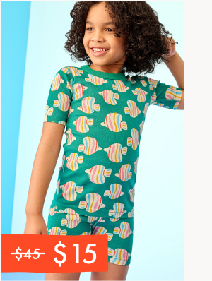 HannaJams™ Pajama Set | Rainbow Fish on Gumdrop Green