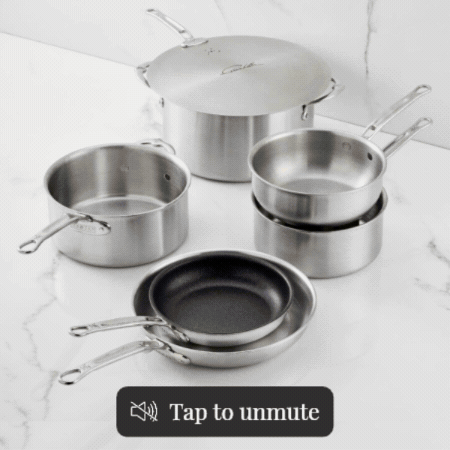 IMG: Stainless Steel 7-Piece Cookware Set on marble countertop