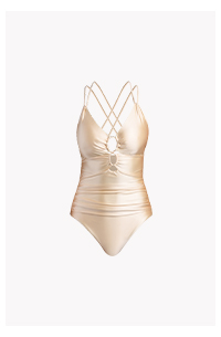Earth Goddess Underwire Lace Up One Piece - Champagne
