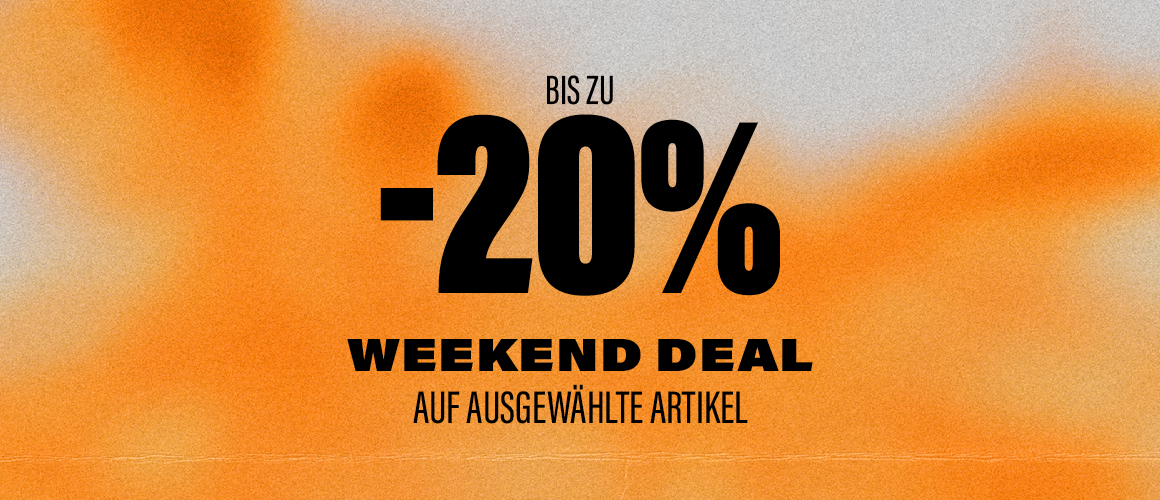 Graphic with text “Up to -20% off - Weekend Deal”