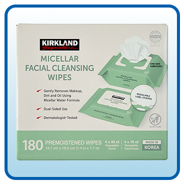 Kirkland Signature Micellar Facial Cleansing Wipes 180-Count